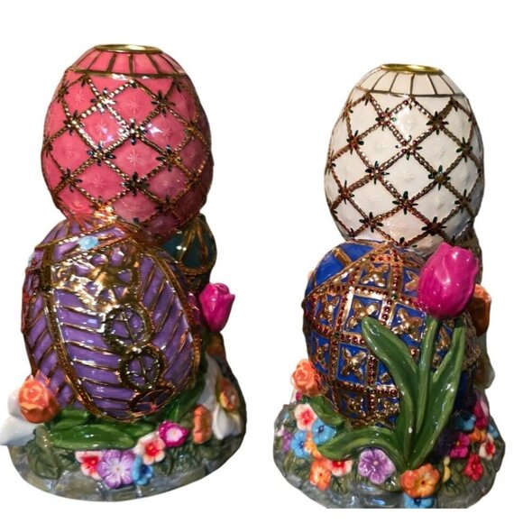 2 Christopher Radko Easter Faberge Egg Candle Holder Spring Holiday Decor 8" - Picture 6 of 16